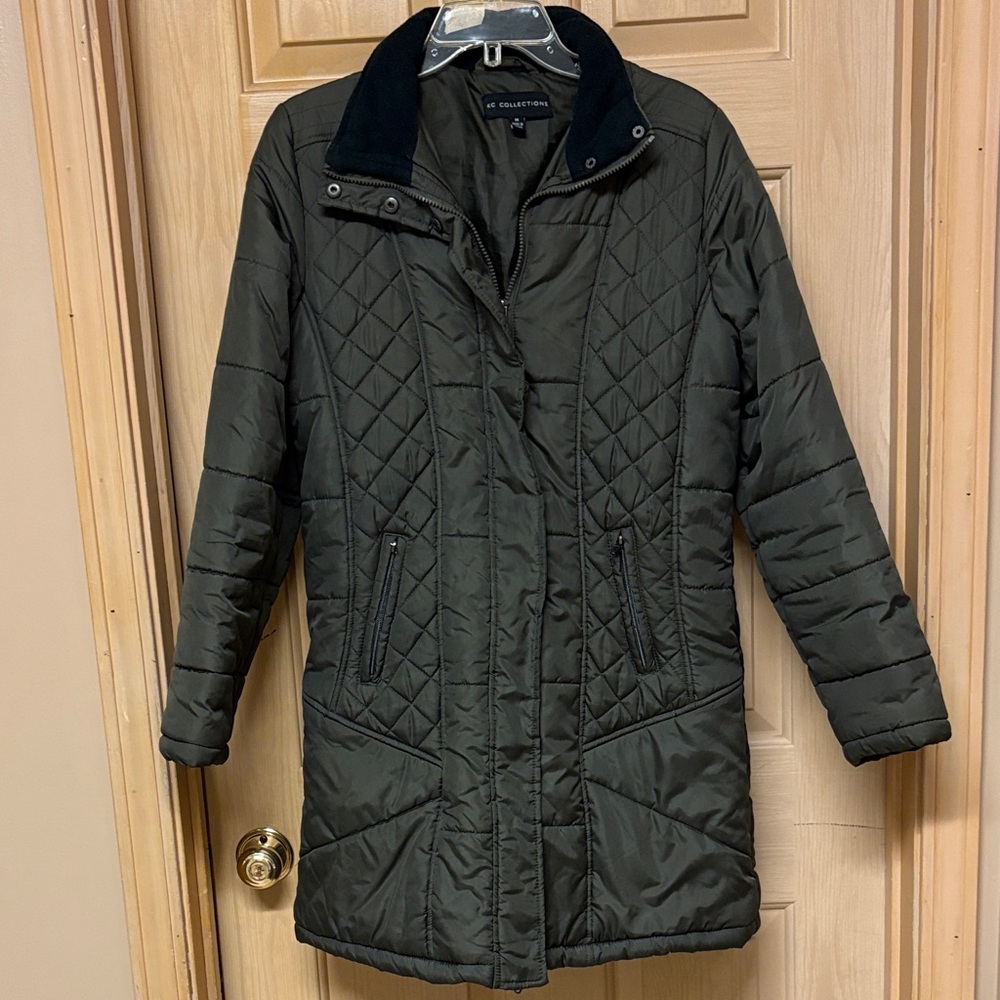 IC COLLECTION Quilted Puffer Jacket - Dark Green